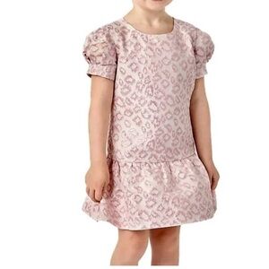 Lilly Pulitzer Girls Metallic Pink Erina Dress with Cheetah print detail size 6